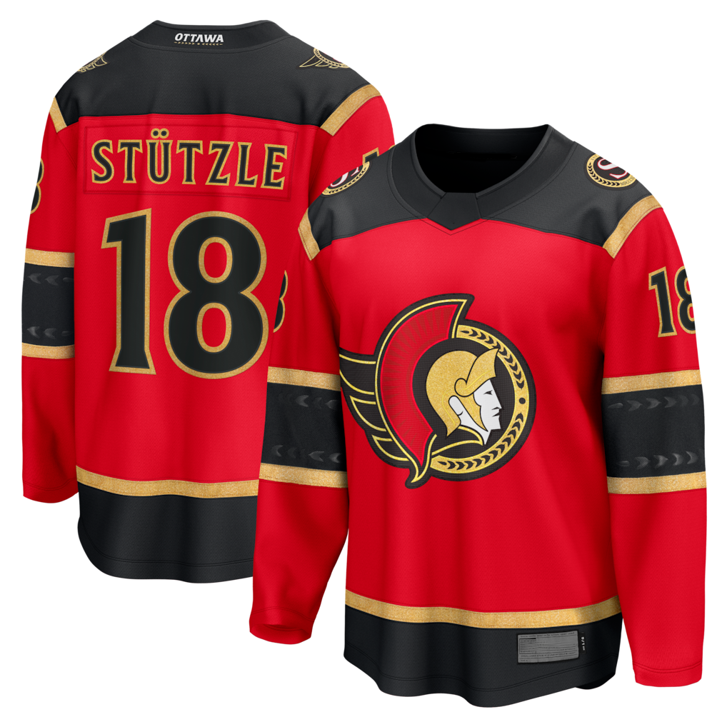 Fenge O.Senators #18 Tim Stutzle Red Alternate Breakaway Jerseys