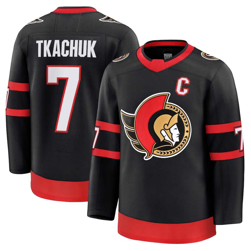 Fenge O.Senators #7 Brady Tkachuk Black Home Premium Jerseys