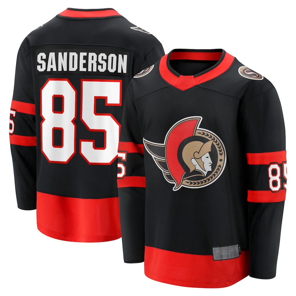 Fenge O.Senators #85 Jake Sanderson Black Home Breakaway Jerseys
