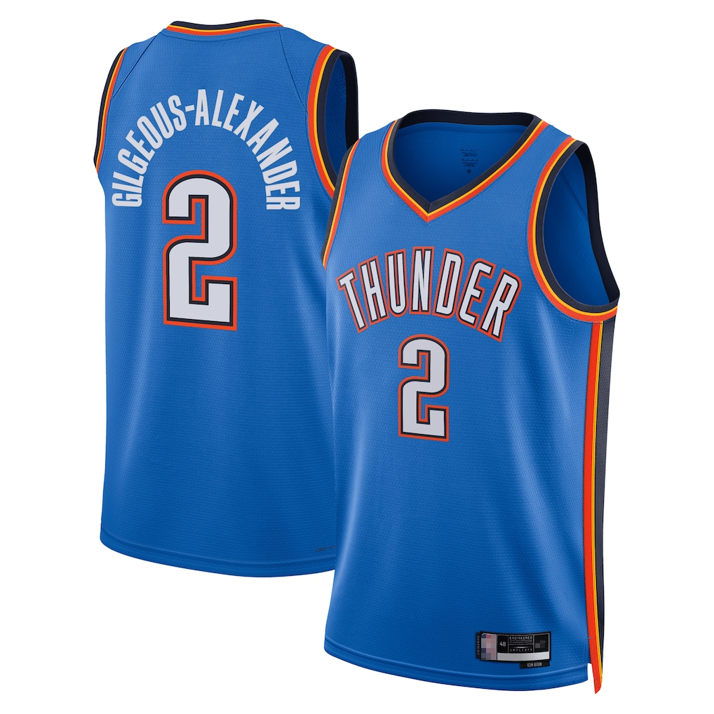 Fenge OC.Thunder #2 Shai Gilgeous-Alexander Blue Badge Swingman Replica Stitched Jerseys- Icon Edition