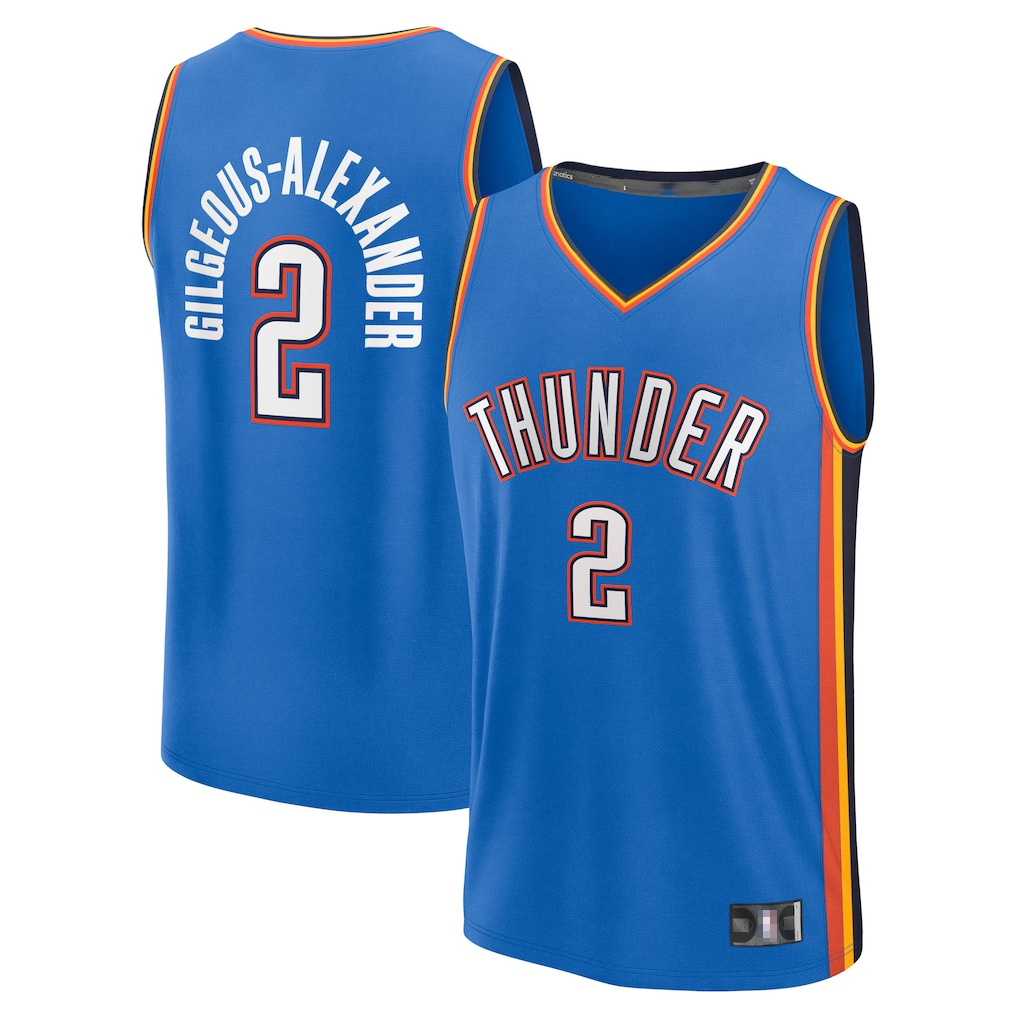 Fenge OC.Thunder #2 Shai Gilgeous-Alexander Blue Big & Tall Fast Break Stitched Jerseys- Icon Edition
