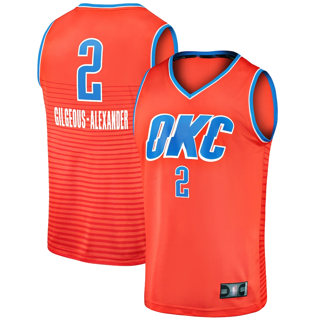 Fenge OC.Thunder #2 Shai Gilgeous-Alexander Orange Fast Break Player Stitched Jerseys - Statement Edition