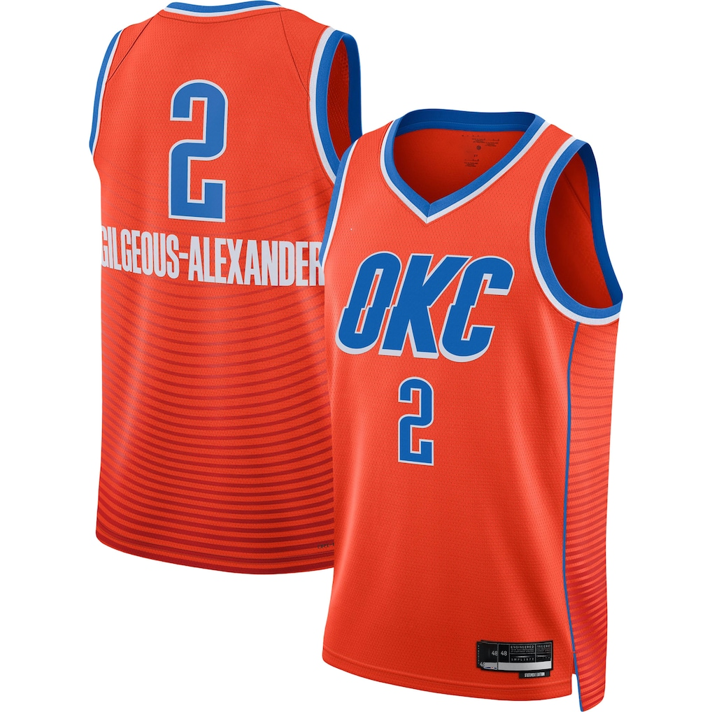 Fenge OC.Thunder #2 Shai Gilgeous-Alexander Orange Swingman Stitched Jerseys - Statement Edition