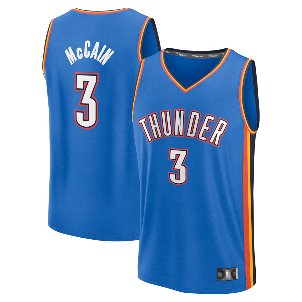 Fenge OC.Thunder #3 Jared McCain Blue Fast Break Replica Stitched Jerseys - Icon Edition