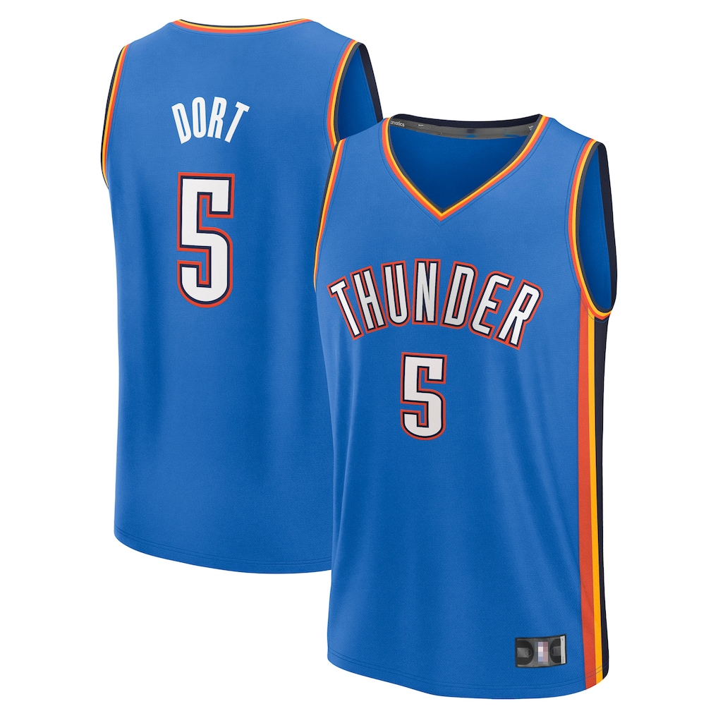 Fenge OC.Thunder #5 Luguentz Dort Blue Fast Break Replica Player Stitched Jerseys- Icon Edition