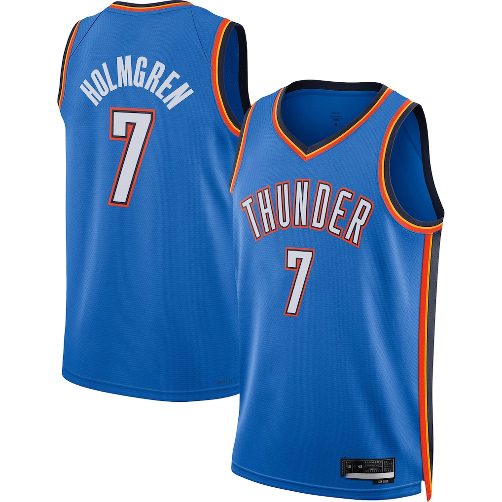 Fenge OC.Thunder #7 Chet Holmgren Blue 2022 Draft First Round Pick Player Swingman Stitched Jerseys - Icon Edition