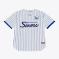 Fenge P.76ers Mitchell & Ness White Head Coach Pinstripe Mesh Full-Button Baseball Jerseys