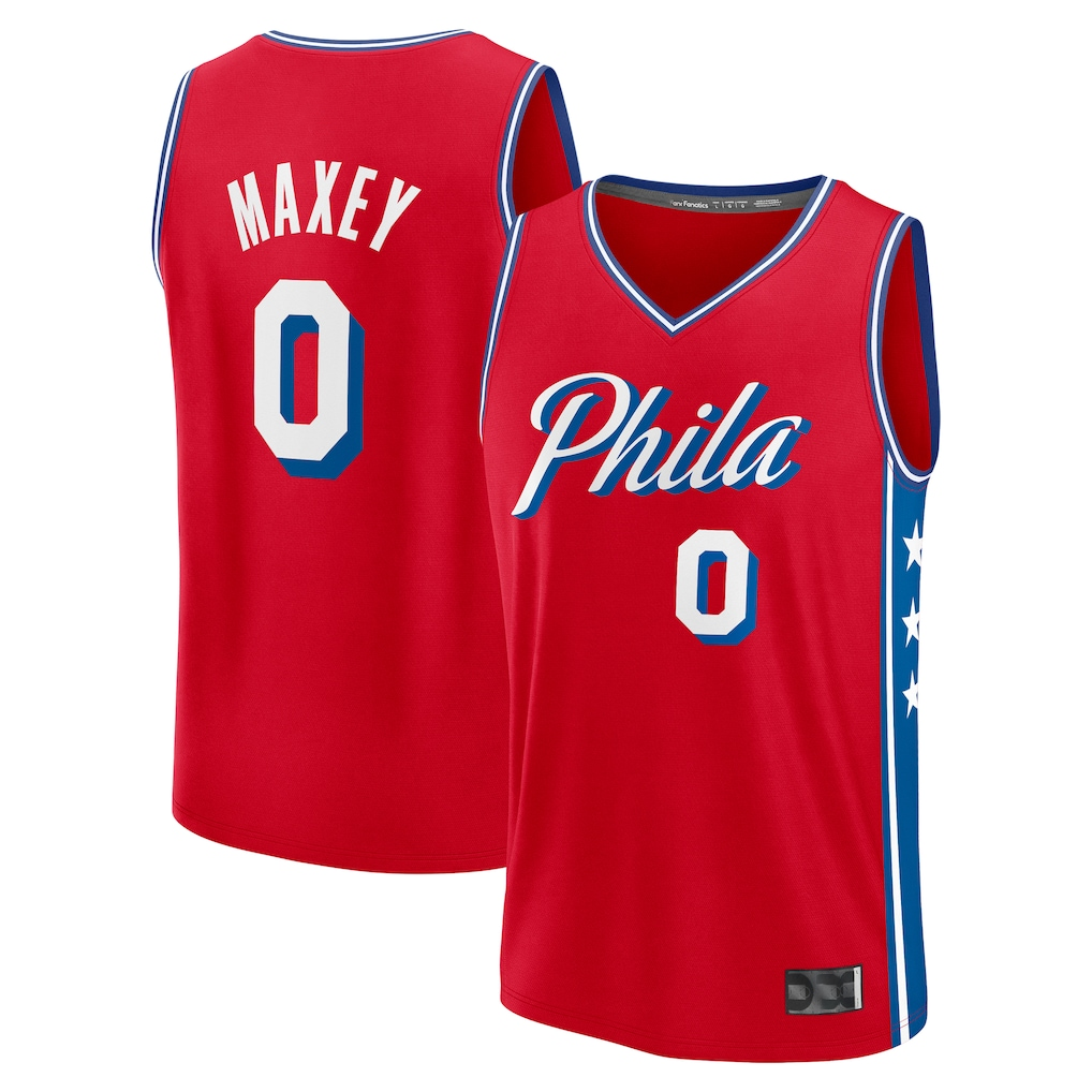 Fenge P.76ers #0 Tyrese Maxey Jordan Brand Red Swingman Jerseys - Statement Edition