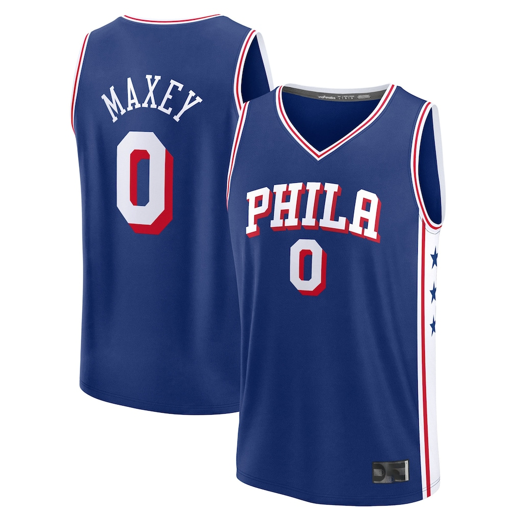 Fenge P.76ers #0 Tyrese Maxey  Royal Big & Tall Fast Break Jerseys - Icon Edition