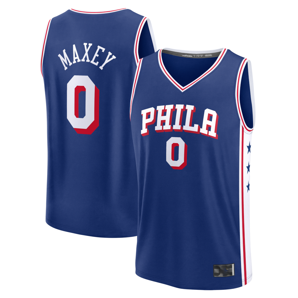 Fenge P.76ers #0 Tyrese Maxey  Royal Fast Break Replica Player Jerseys - Icon Edition
