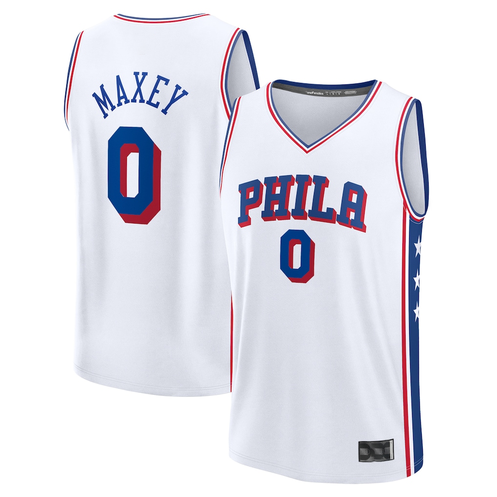 Fenge P.76ers #0 Tyrese Maxey White Fast Break Replica Player Jerseys - Association Edition