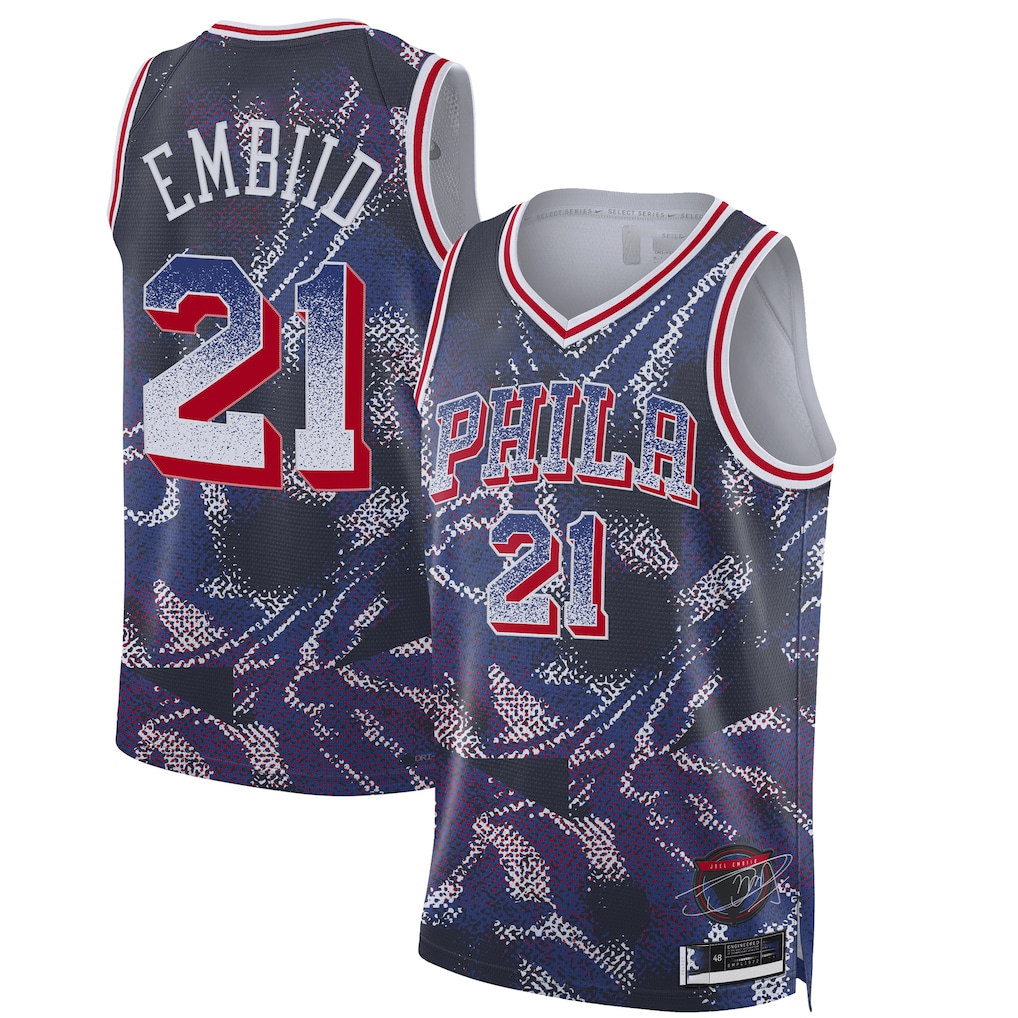 Fenge P.76ers #21 Joel Embiid Navy 2025 Select Series Swingman Player Jerseys