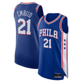 Fenge P.76ers #21 Joel Embiid Royal Authentic Jerseys - Icon Edition