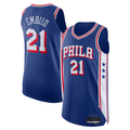 Fenge P.76ers #21 Joel Embiid Royal Authentic Jerseys - Icon Edition