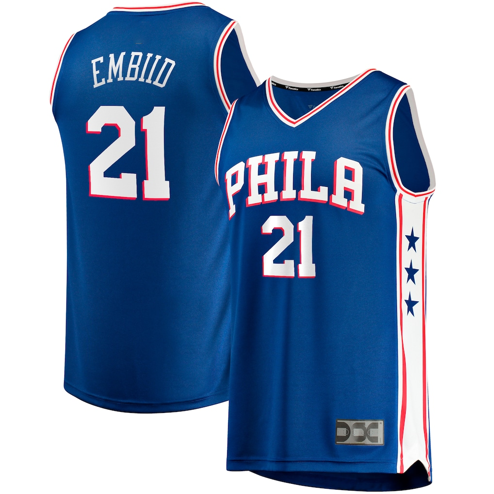 Fenge P.76ers #21 Joel Embiid  Royal Big & Tall Fast Break Player Jerseys - Icon Edition