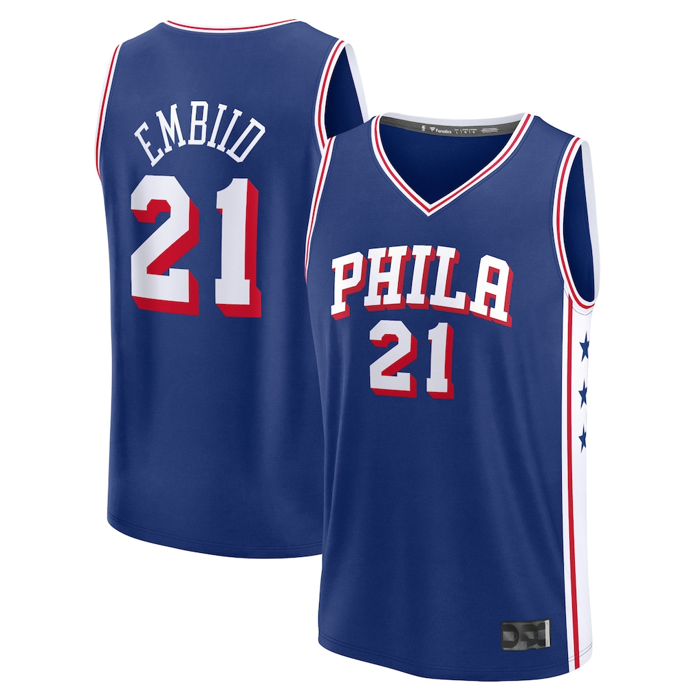 Fenge P.76ers #21 Joel Embiid  Royal Fast Break Replica Jerseys - Icon Edition