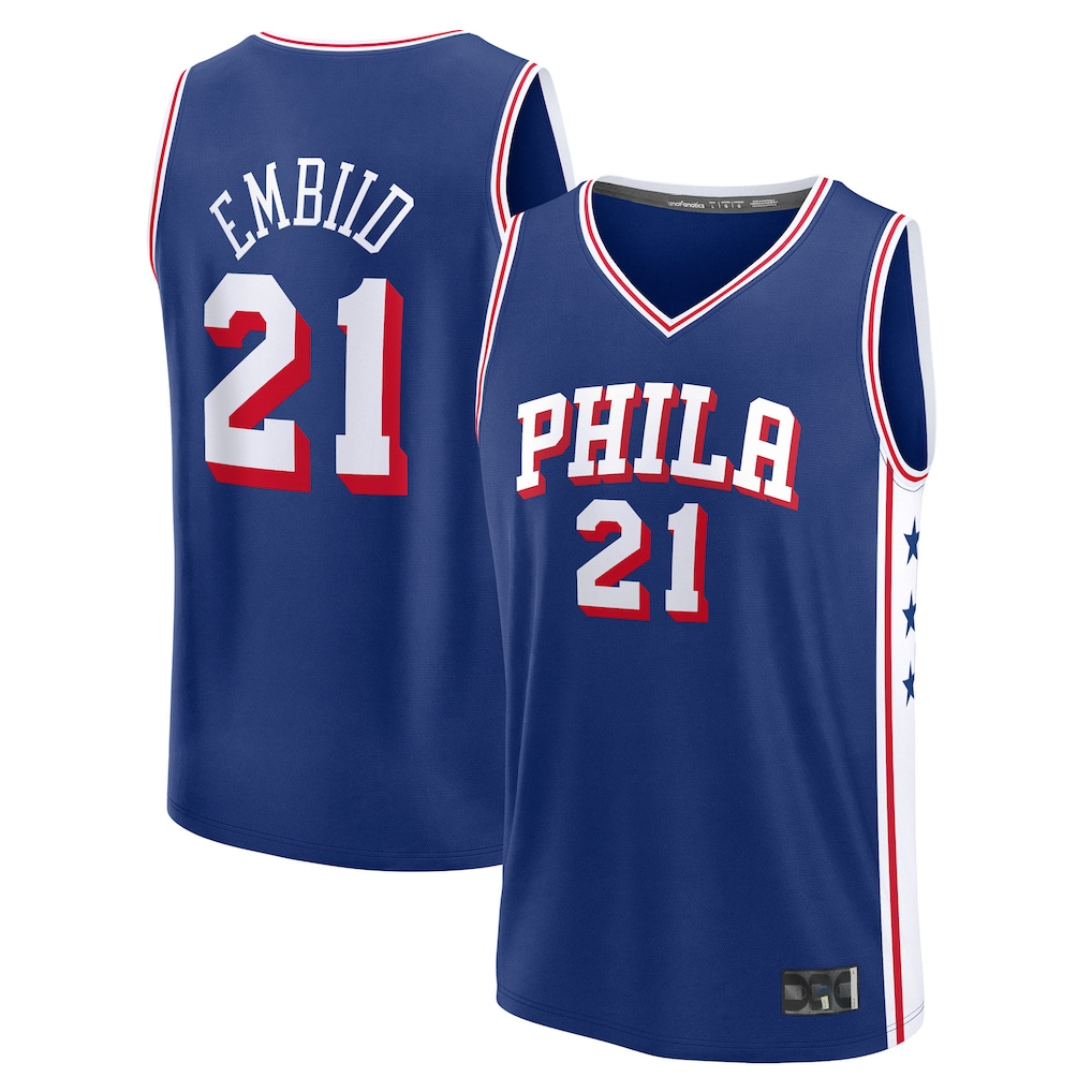 Fenge P.76ers #21 Joel Embiid  Royal Fast Break Replica Player Jerseys - Icon Edition