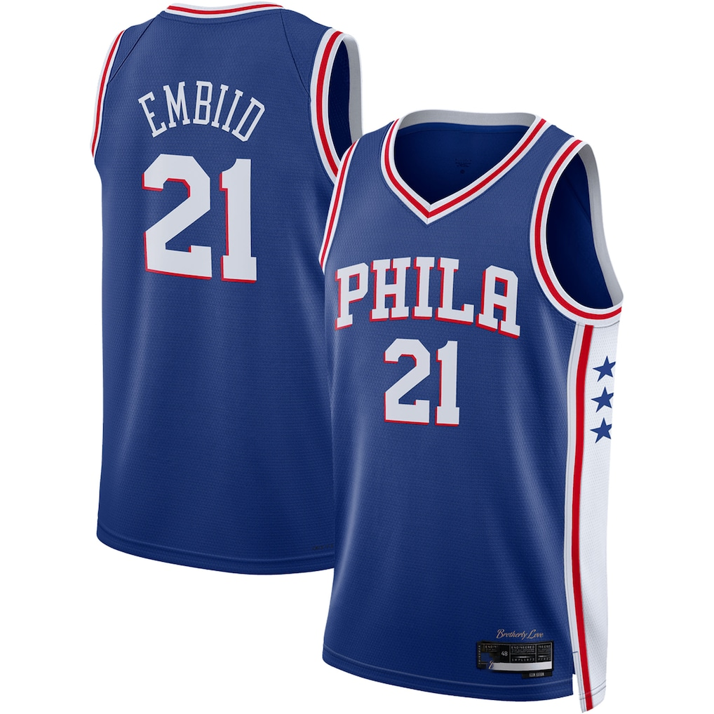 Fenge P.76ers #21 Joel Embiid Royal Swingman Jerseys - Icon Edition