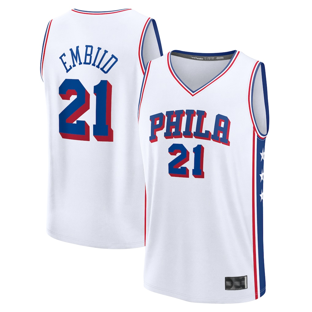 Fenge P.76ers #21 Joel Embiid White Fast Break Replica Player Jerseys - Association Edition