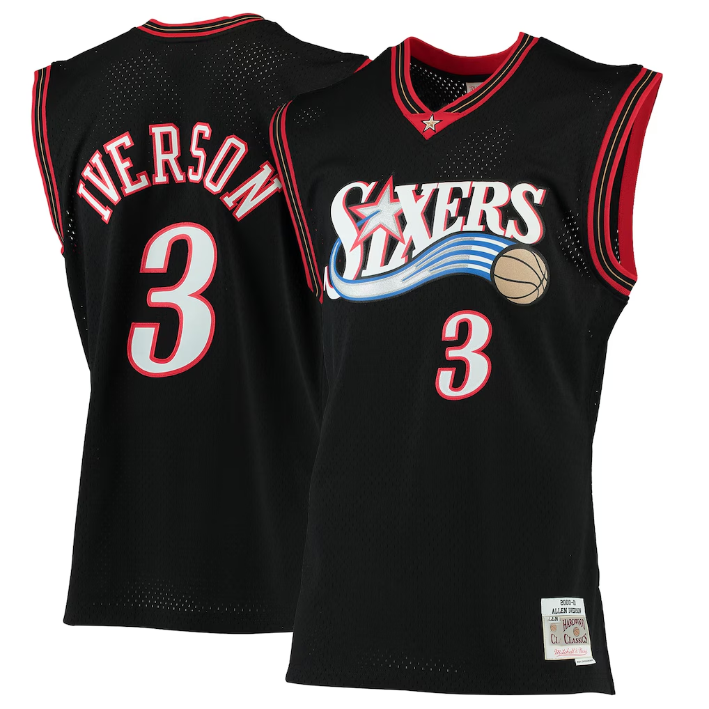 Fenge P.76ers #3 Allen Iverson Mitchell & Ness Black 2000-01 Hardwood Classics Swingman Jerseys