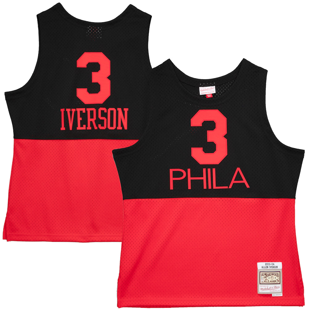 Fenge P.76ers #3 Allen Iverson Mitchell & Ness Black 2003-04 Hardwood Classics Reload 2.0 Swingman Jerseys