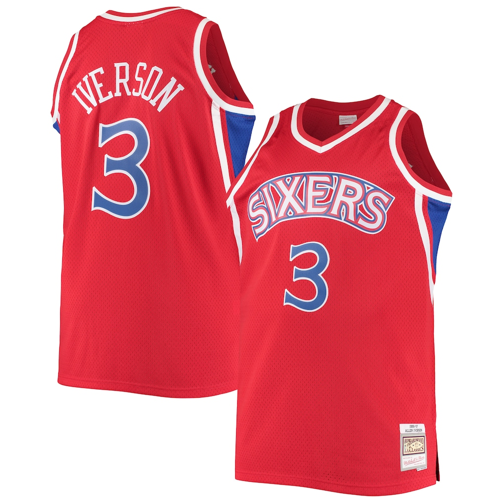Fenge P.76ers #3 Allen Iverson Mitchell & Ness Red 1996-97 Big & Tall Hardwood Classics Swingman Jerseys