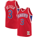 Fenge P.76ers #3 Allen Iverson Mitchell & Ness Red 199697 Hardwood Classics Authentic Jerseys