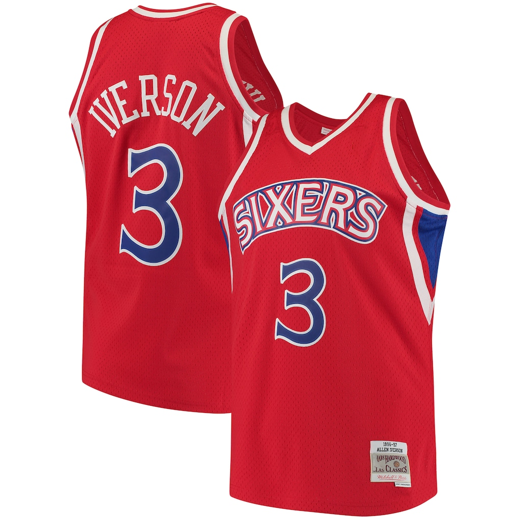 Fenge P.76ers #3 Allen Iverson Mitchell & Ness Red 1996-97 Hardwood Classics Swingman Jerseys