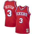 Fenge P.76ers #3 Allen Iverson Mitchell & Ness Red 2002-03 Hardwood Classics Swingman Jerseys