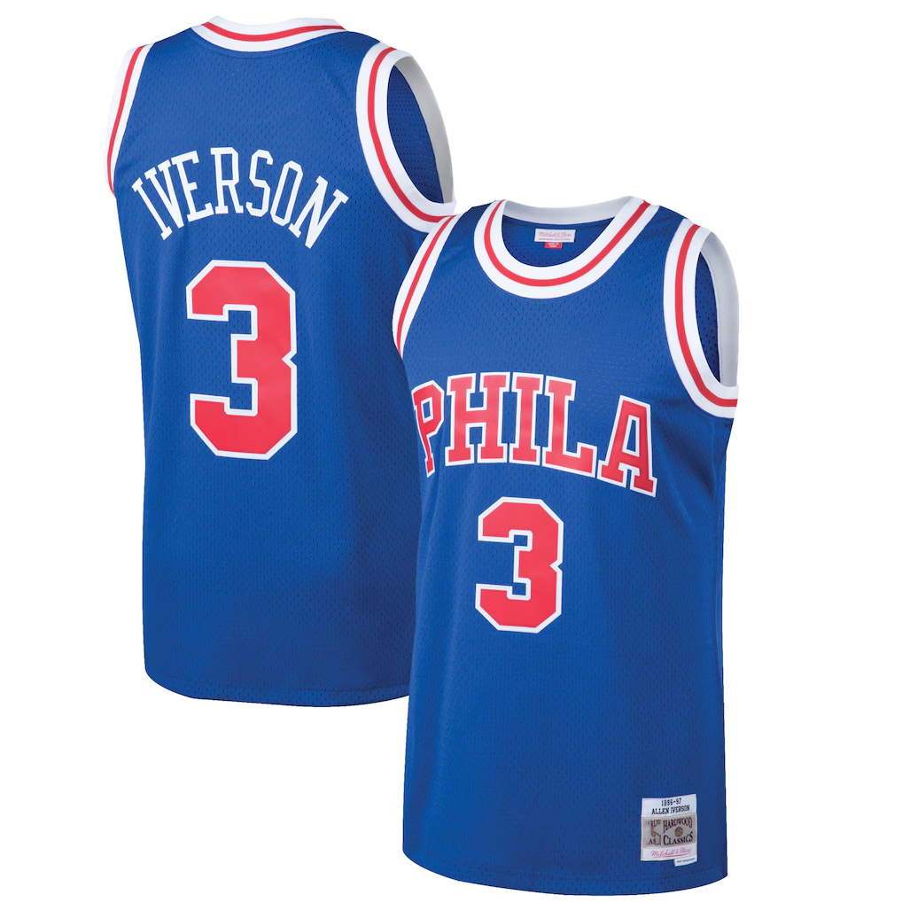 Fenge P.76ers #3 Allen Iverson Mitchell & Ness Royal 199697 Hardwood Classics Swingman Jerseys