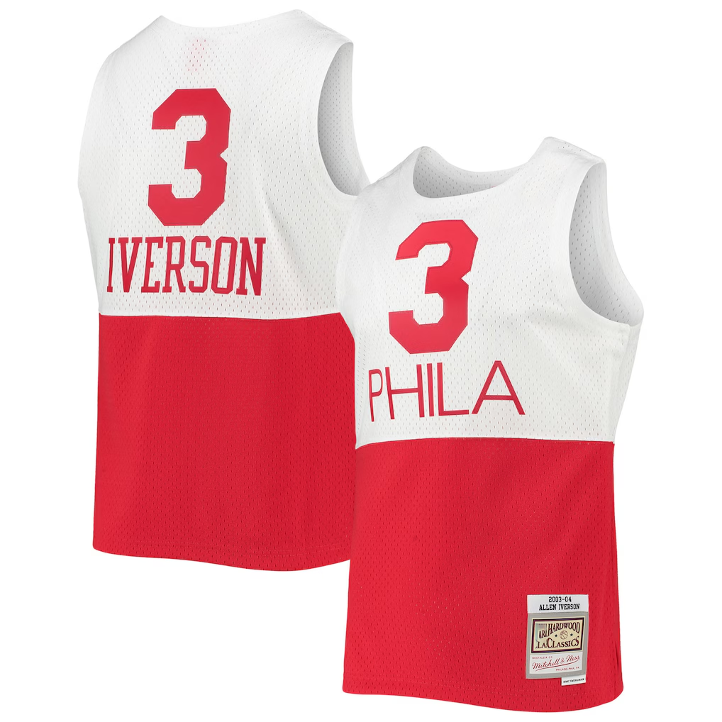 Fenge P.76ers #3 Allen Iverson Mitchell & Ness White 2003-2004 Hardwood Classics Swingman Jerseys