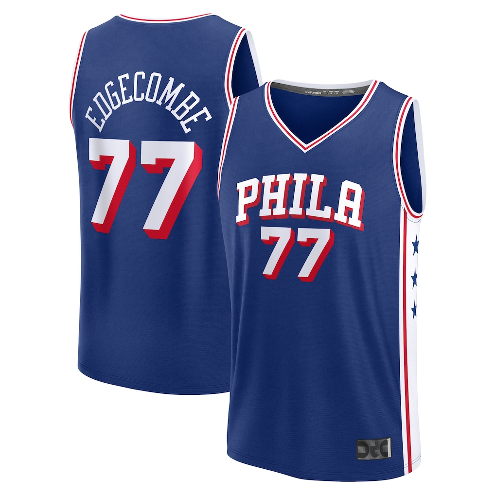 Fenge P.76ers #77 V. J. Edgecombe Royal 2025 Draft First Round Pick Fast Break Replica Jerseys - Icon Edition