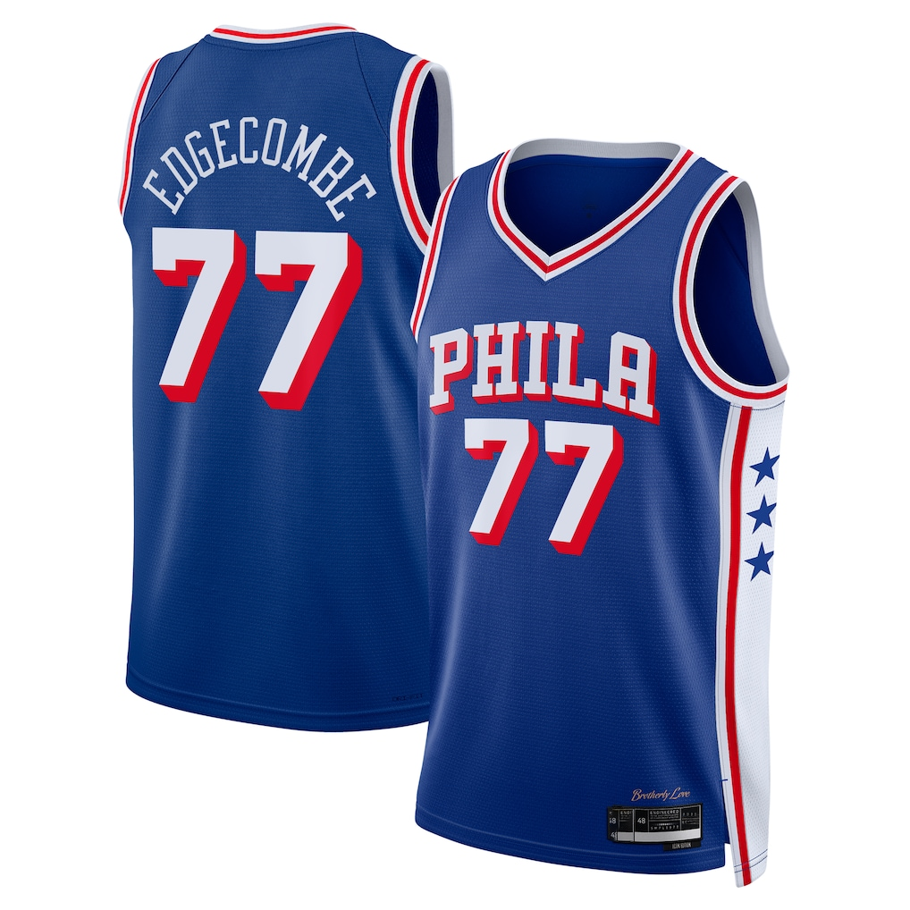 Fenge P.76ers #77 V. J. Edgecombe Royal 2025 Draft First Round Pick Swingman Jerseys - Icon Edition