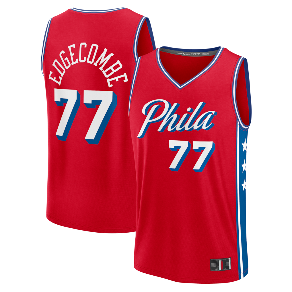 Fenge P.76ers #77 VJ Edgecombe Red Fast Break Replica Player Jerseys - Statement Edition