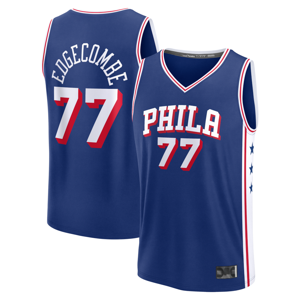 Fenge P.76ers #77 VJ Edgecombe  Royal Fast Break Jerseys - Icon Edition