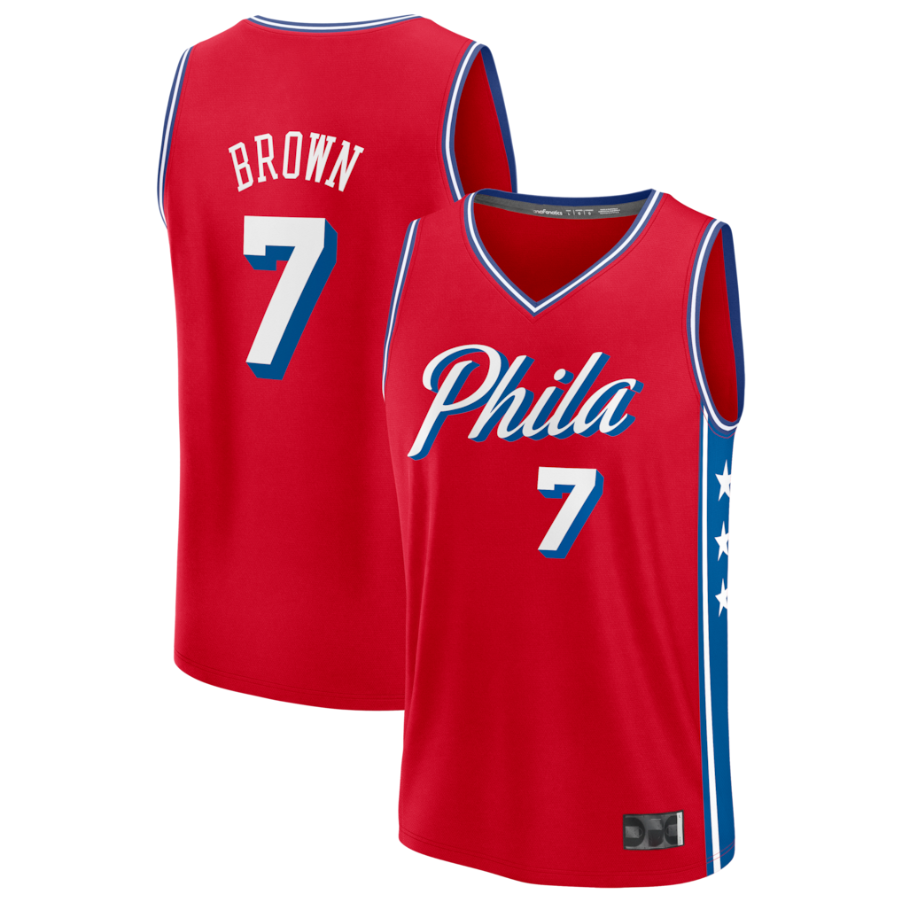 Fenge P.76ers #7 Jaylen Brown Red Fast Break Jerseys - Statement Edition