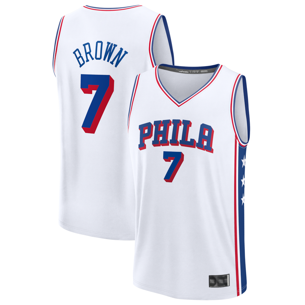 Fenge P.76ers #7 Jaylen Brown White Fast Break Jerseys - Association Edition