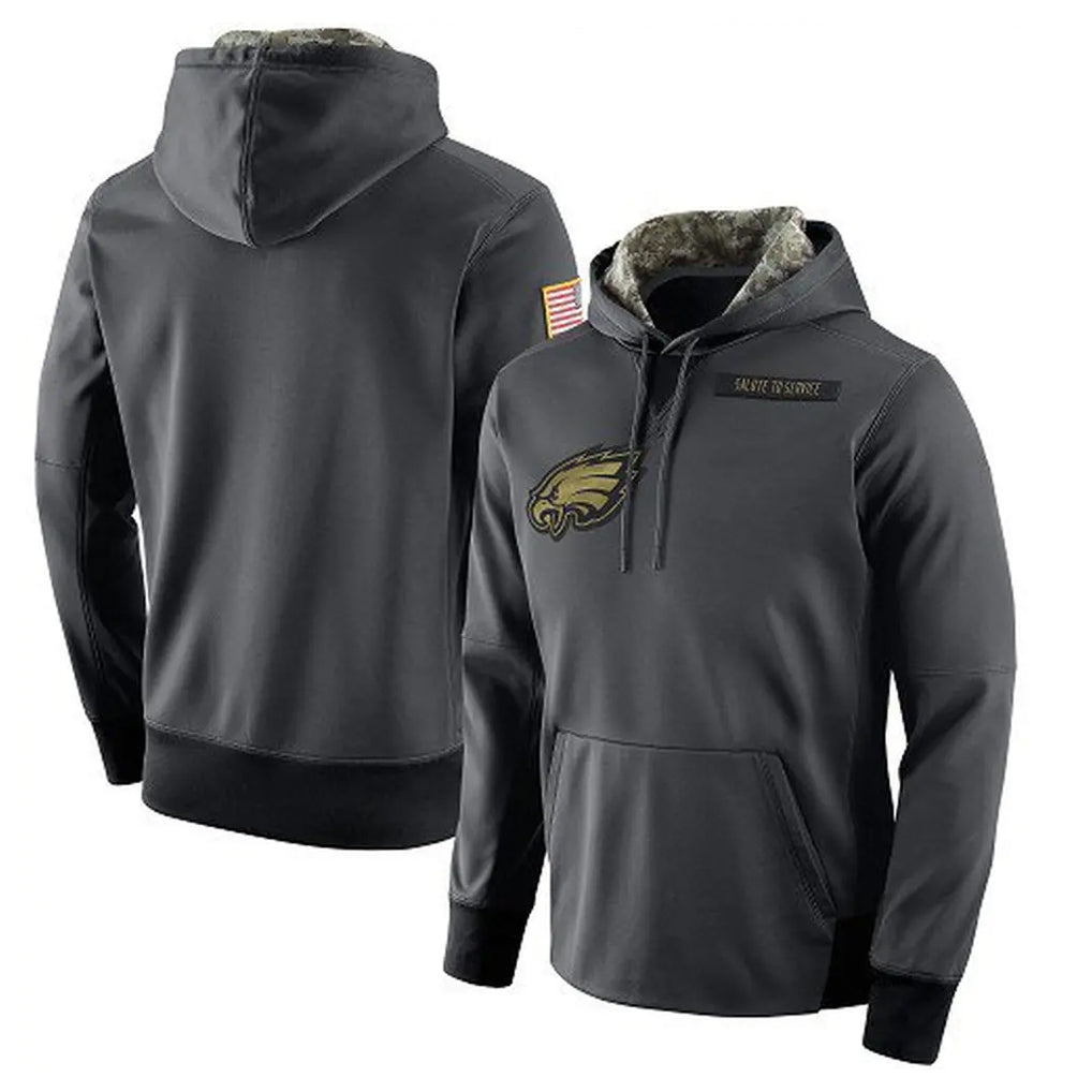 Fenge P.Eagles Gray Pullover Hoodies Home Game Blank Player Stitched Jerseys