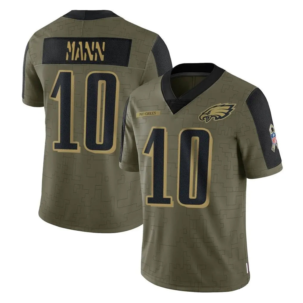 Fenge P.Eagles #10 Braden Mann Player Olive Salute To Service Limited Game Stitched Jerseys
