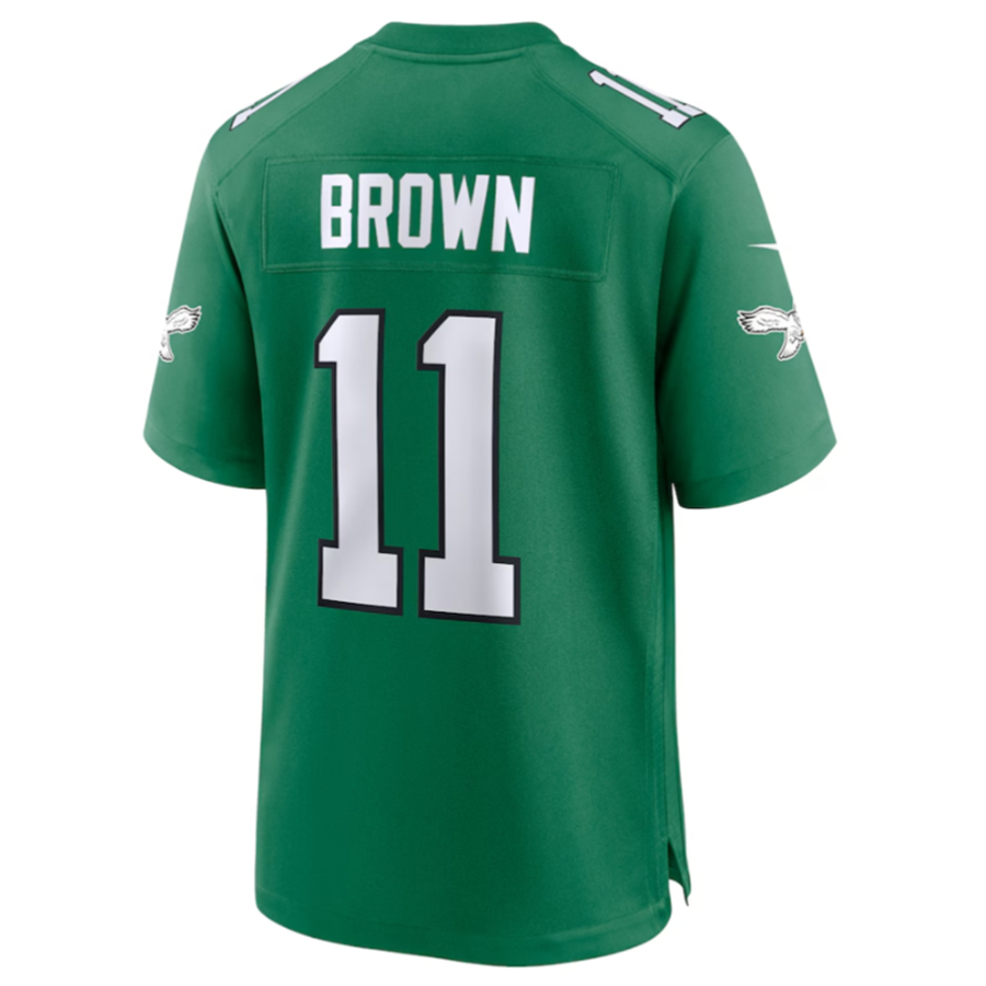 Fenge P.Eagles #11 A.J. Brown Green Alternate Game Player Jersey Stitched American Stitched Jersey