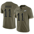 Fenge P.Eagles #11 A.J. Brown Player Salute To Service Olive Stitched Jerseys