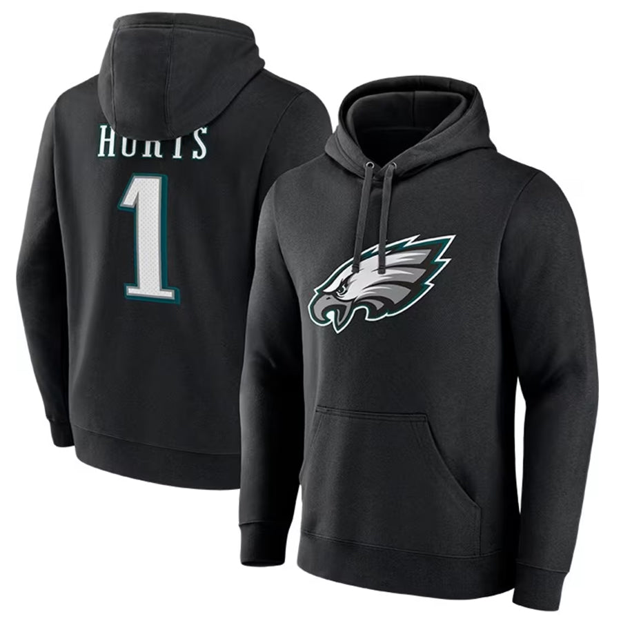 Fenge P.Eagles #1 Jalen Hurts Player Black Military Hoodie Game Stitched Jerseys