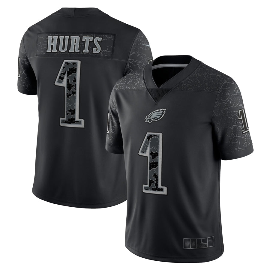 Fenge P.Eagles #1 Jalen Hurts Player Black REFLECTIVE Limited Stitched Jerseys