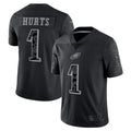Fenge P.Eagles #1 Jalen Hurts Player Black REFLECTIVE Limited Stitched Jerseys