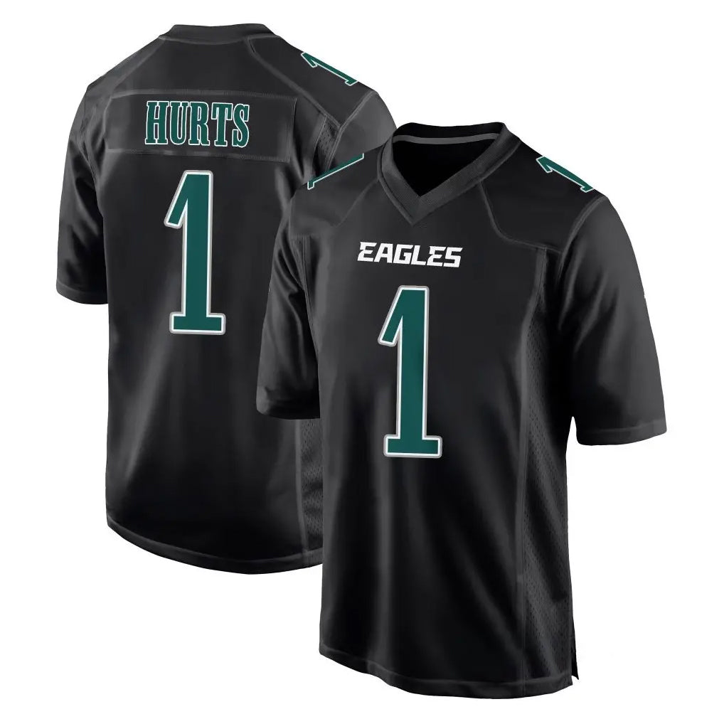Fenge P.Eagles #1 Jalen Hurts Player Carbon Black Fashion Home Game Stitched Jerseys