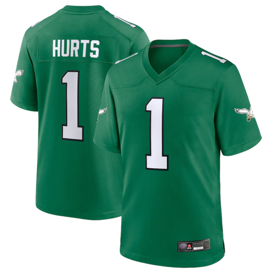 Fenge P.Eagles #1 Jalen Hurts Player Kelly Green Game Stitched Jerseys