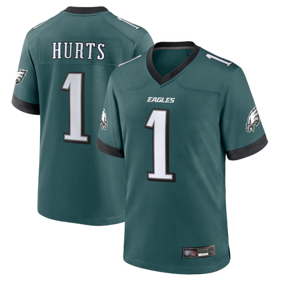 Fenge P.Eagles #1 Jalen Hurts Player Midnight Green Game Stitched Jerseys
