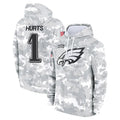 Fenge P.Eagles #1 Jalen Hurts Player Military Hoodie Arctic Camo Salute To Service Stitched Jerseys
