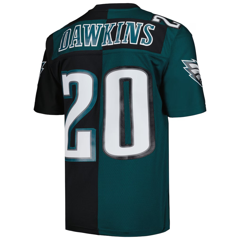Fenge P.Eagles #20 Brian Dawkins Mitchell & Ness Midnight Green-Black Split Legacy Replica Stitched Jerseys