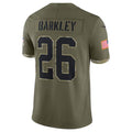 Fenge P.Eagles #26 Saquon Barkley Player Salute To Service Olive Stitched Jerseys